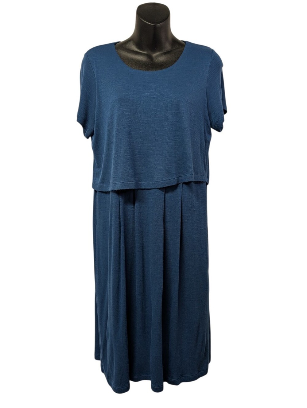J.Jill Blue Layered Crop Top Overlay Midi Dress Small Petite SP Soft Stretchy